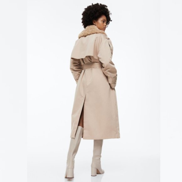 H&M Double-breasted Trench Coat Beige Sz XS NWT - Picture 7 of 10